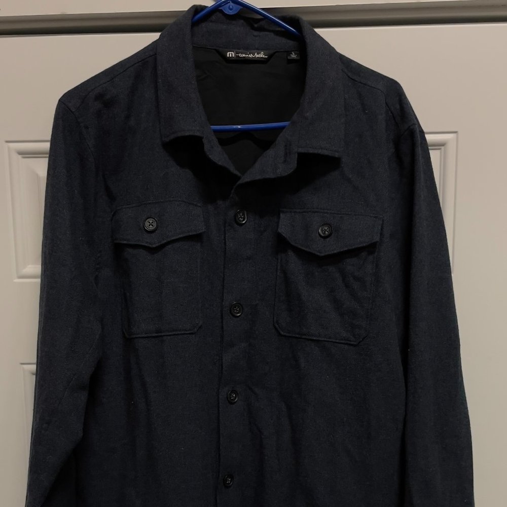 Travis Mathew Matchmaker Blue Lined Flannel Button Shirt Jacket